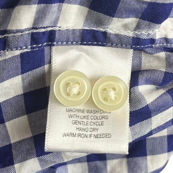 UnTuckIt Womens 16 Gingham Plaid Button Up Blue White Cotton Cottagecore Country - Picture 4 of 6